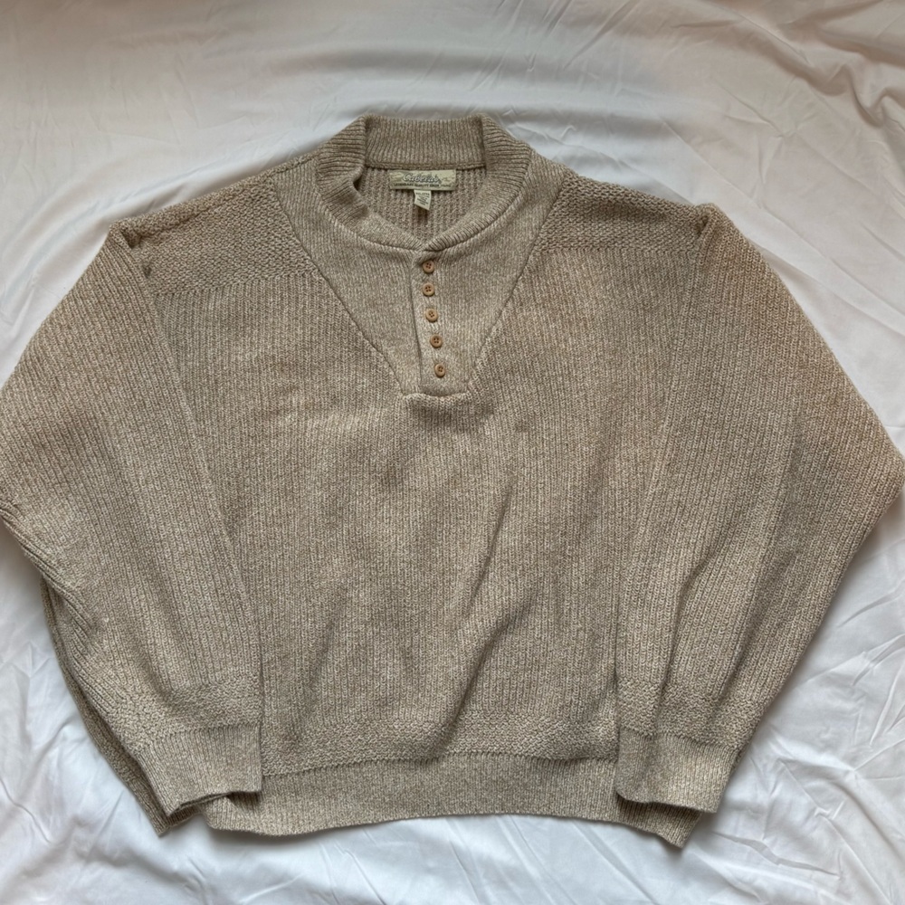 Cabela's Granola Brown Grandpacore Chunky Knit Fisherman Hunting Men’s Sweater